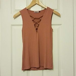 Sexy criss cross sleeveless shirt